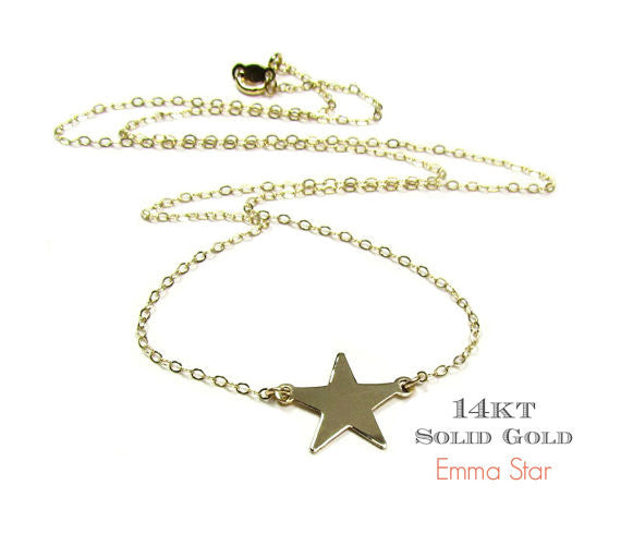 14K Solid Gold Star Necklace | Dainty Celestial Pendant